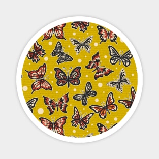 Spring Butterflies on Yellow Pattern Magnet